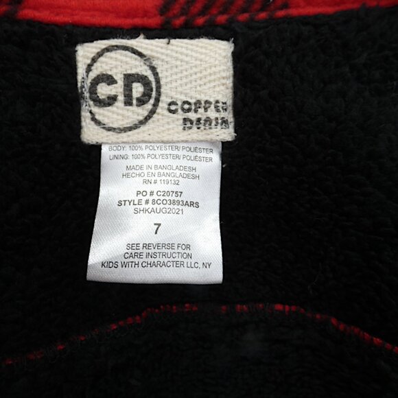 Copper Denim Kids Sherpa Lined Red Buffalo Plaid Shacket Cozy Cabincore Size 7 - Picture 7 of 9